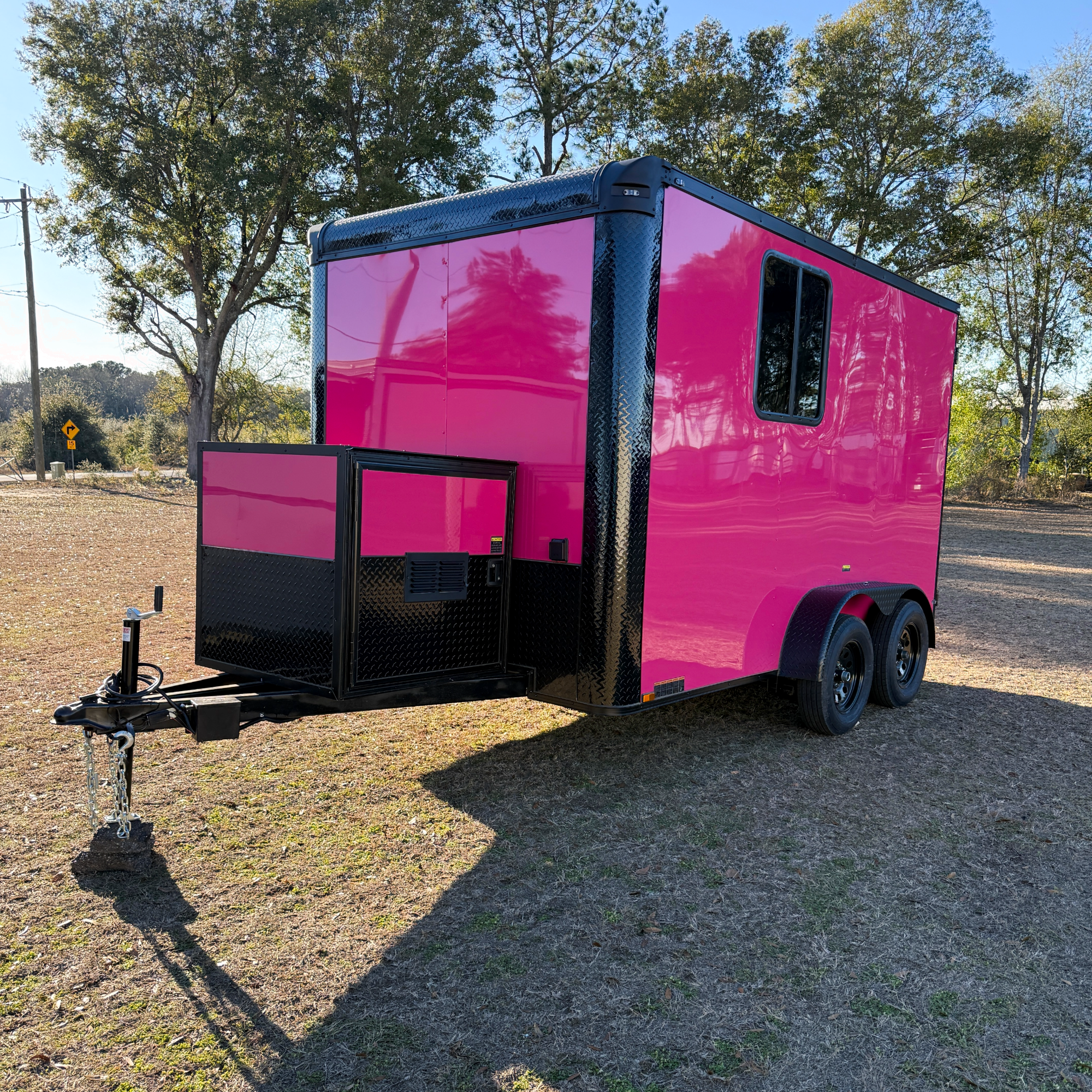 7X14TA Pink Pet Grooming Trailer