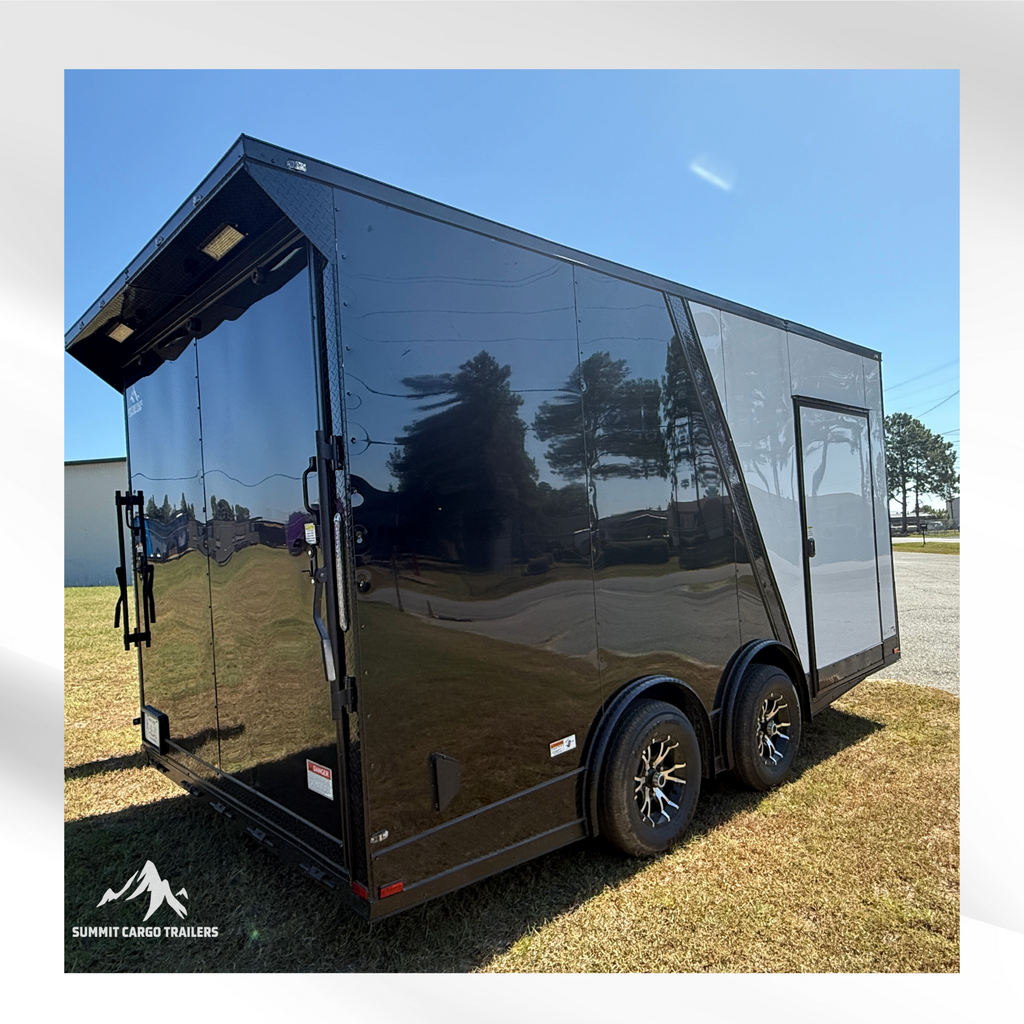 8.5X16TA3 Black & White Car Hauler Trailer