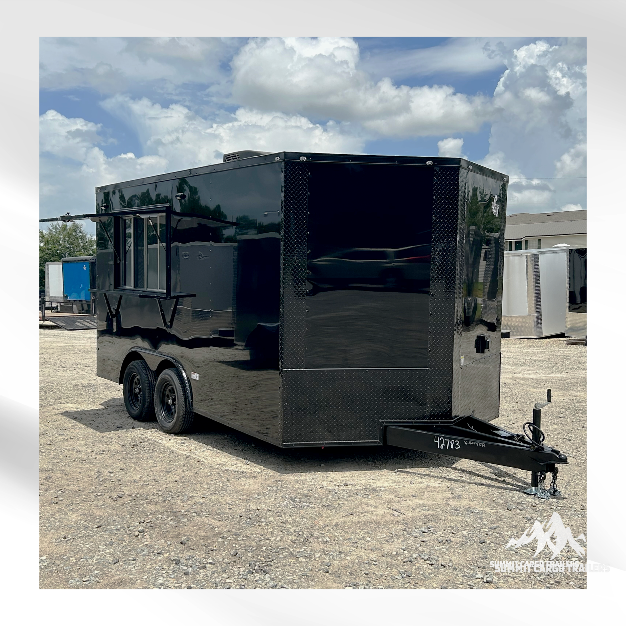 8.5X14TA Black & Wood Siding Concession Trailer