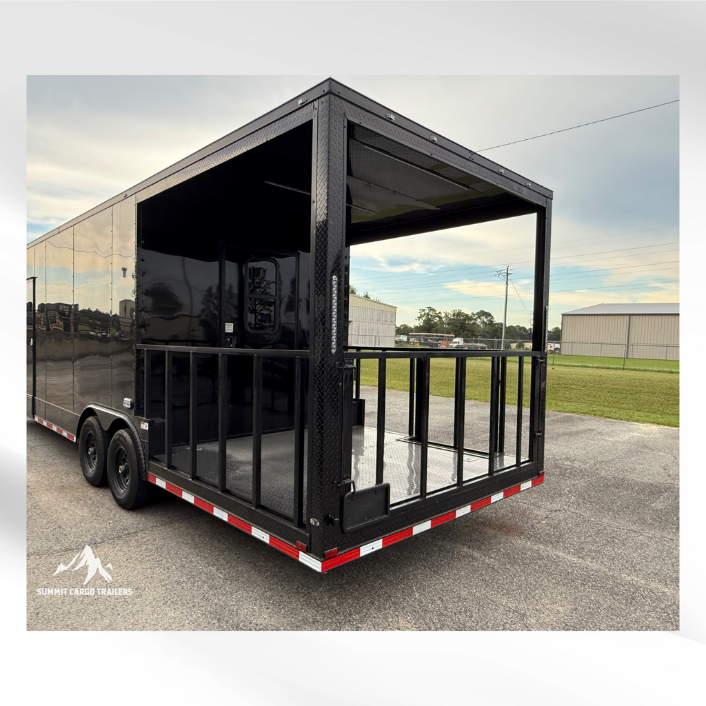 8.5X26TA Black Concession Porch Trailer