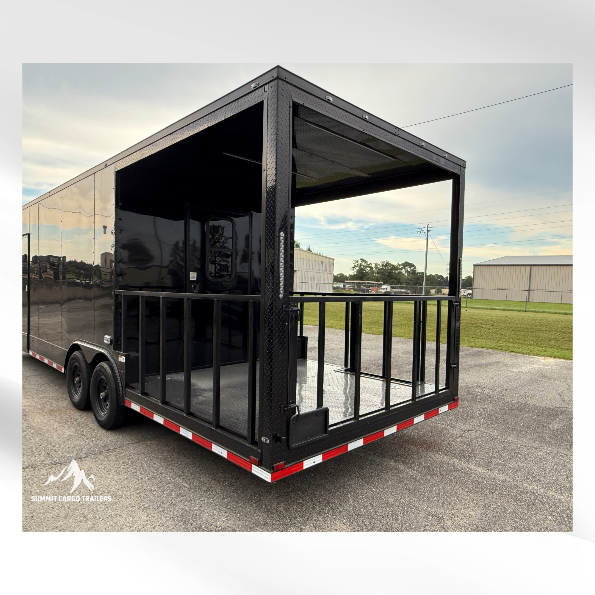 8.5X26TA Black Concession Porch Trailer