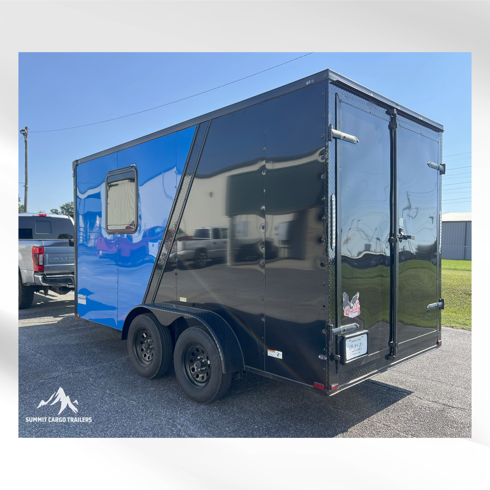7x14TA Blue & Black Dog Grooming Trailer