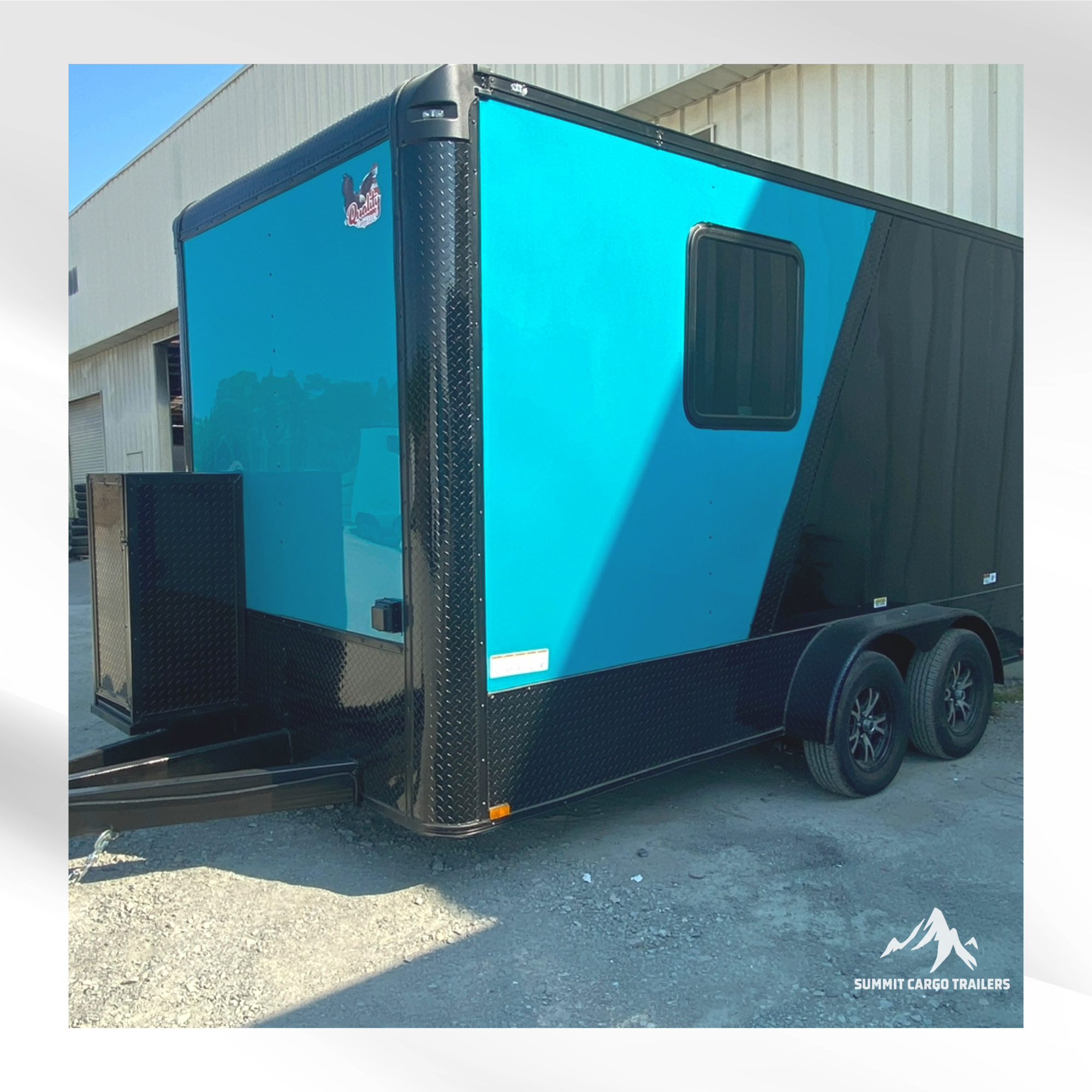 7X14TA Water Blue & Black Pet Grooming Trailer