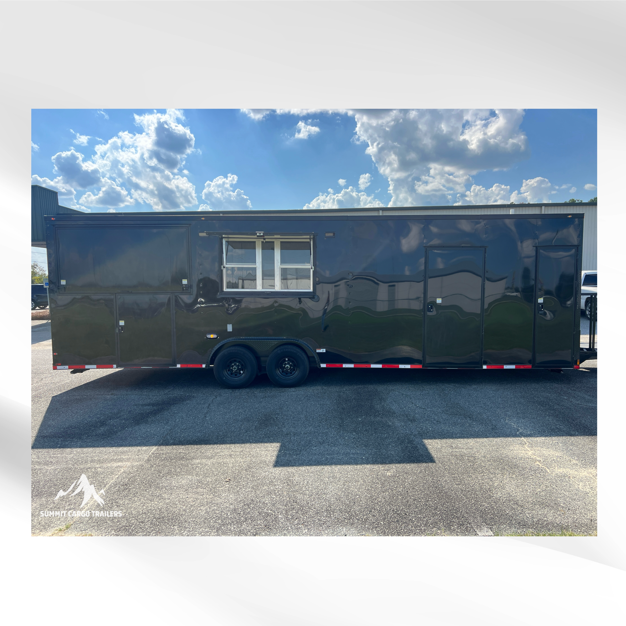 8.5X28TA Black Concession Gullwing Porch Trailer