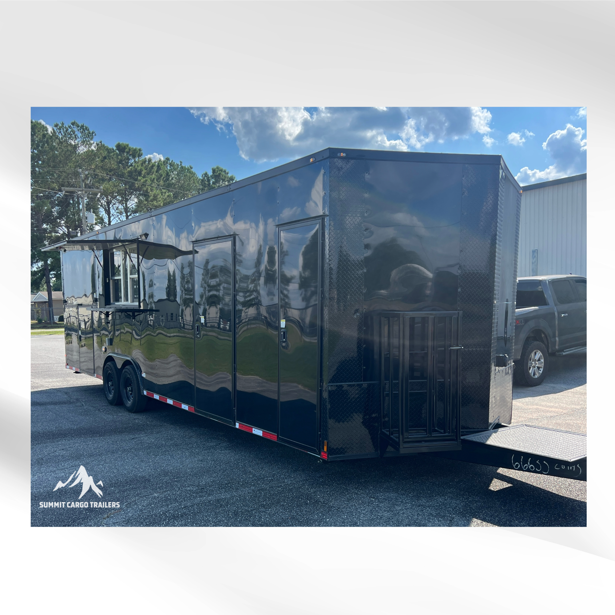 8.5X28TA Black Concession Gullwing Porch Trailer