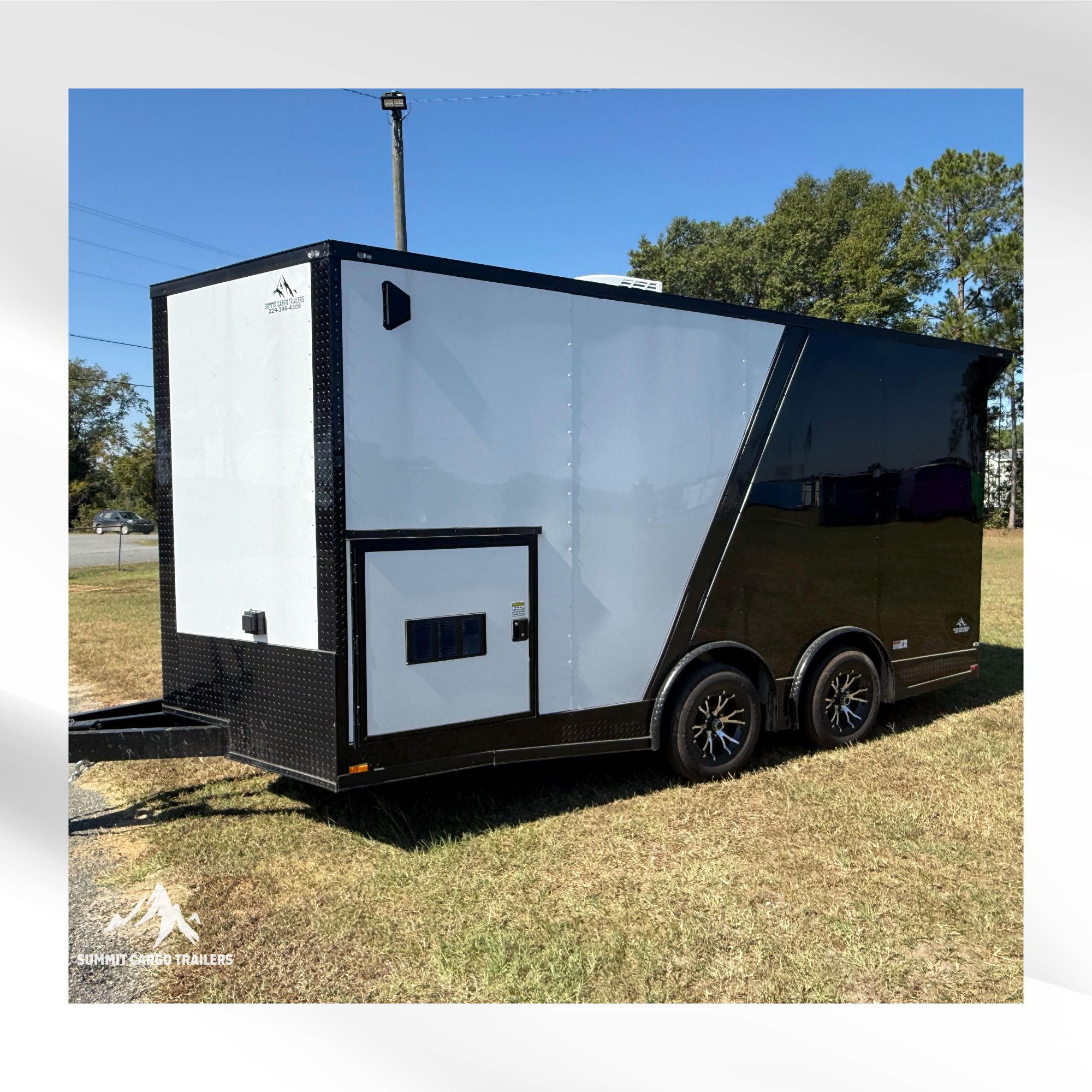 8.5X16TA3 Black & White Car Hauler Trailer