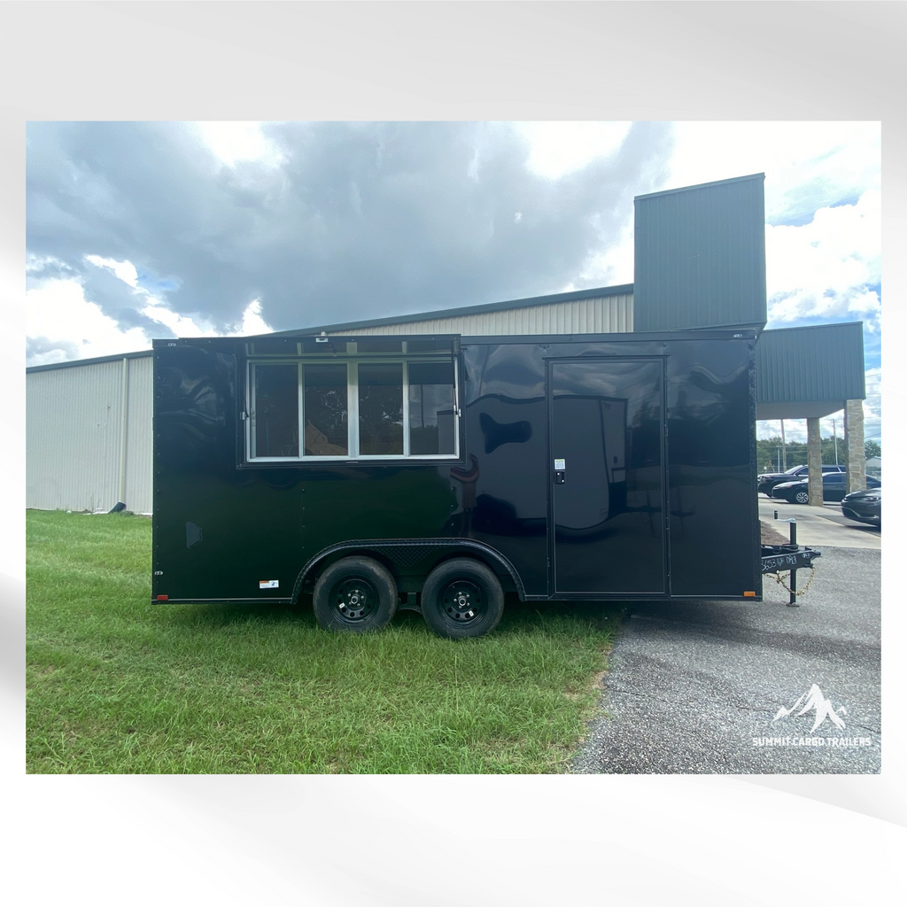 8.5X16 Black Standard Concession Trailer