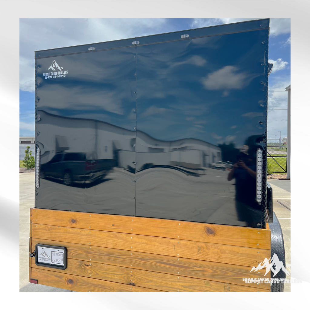 7X14TA Black & Wood Siding Concession Trailer