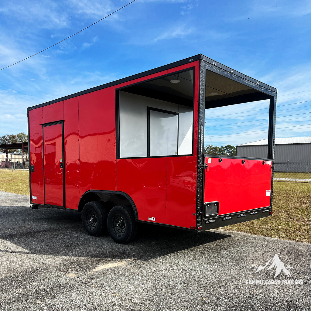 8.5X18TA3 Red Concession Porch Trailer