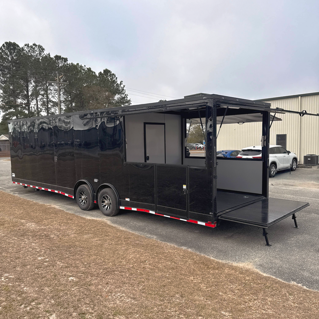 8.5X32TA5 Black Gullwing Porch Trailer