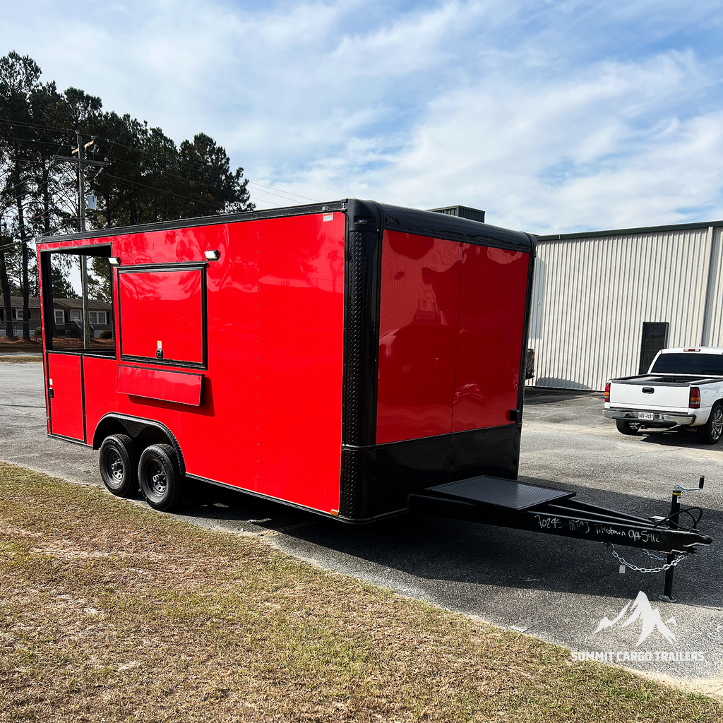 8.5X18TA3 Red Concession Porch Trailer