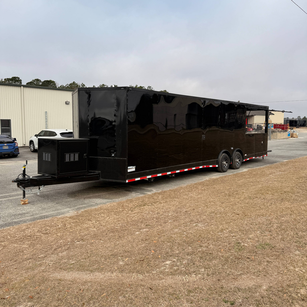8.5X32TA5 Black Gullwing Porch Trailer