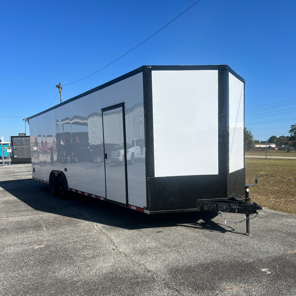 8.5X28TA3 White Standard Car Hauler Trailer