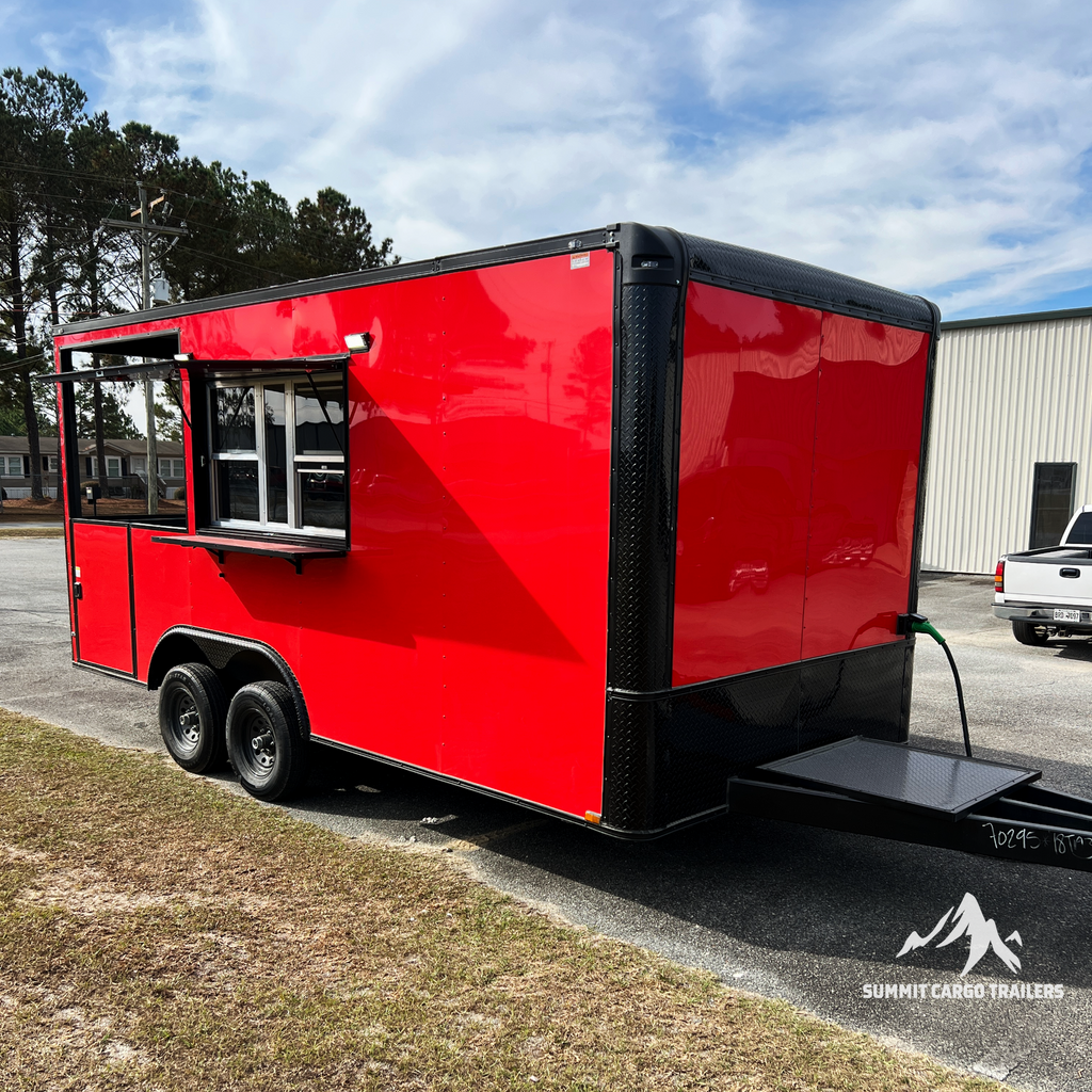 8.5X18TA3 Red Concession Porch Trailer