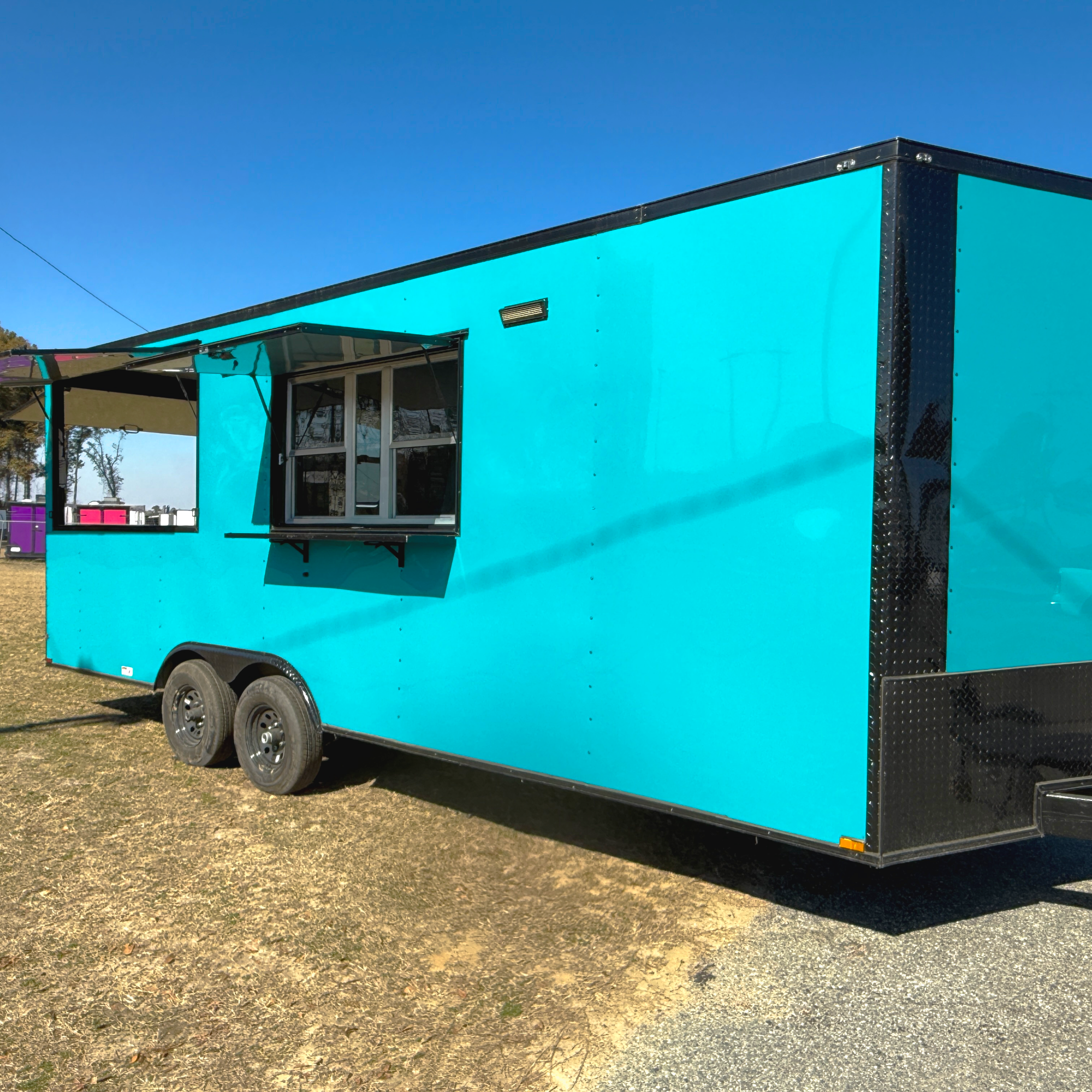 8.5X22TA3 Water Blue Concession Gullwing Porch Trailer