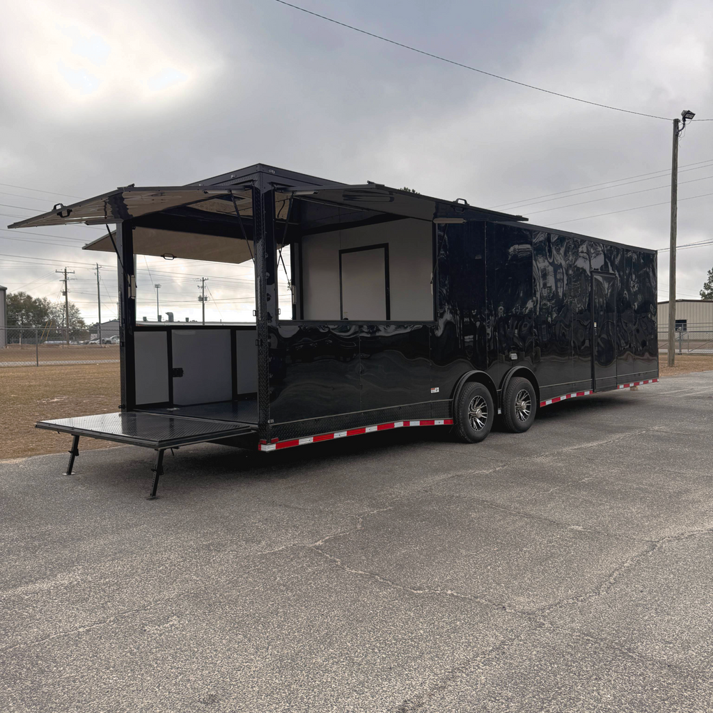 8.5X32TA5 Black Gullwing Porch Trailer