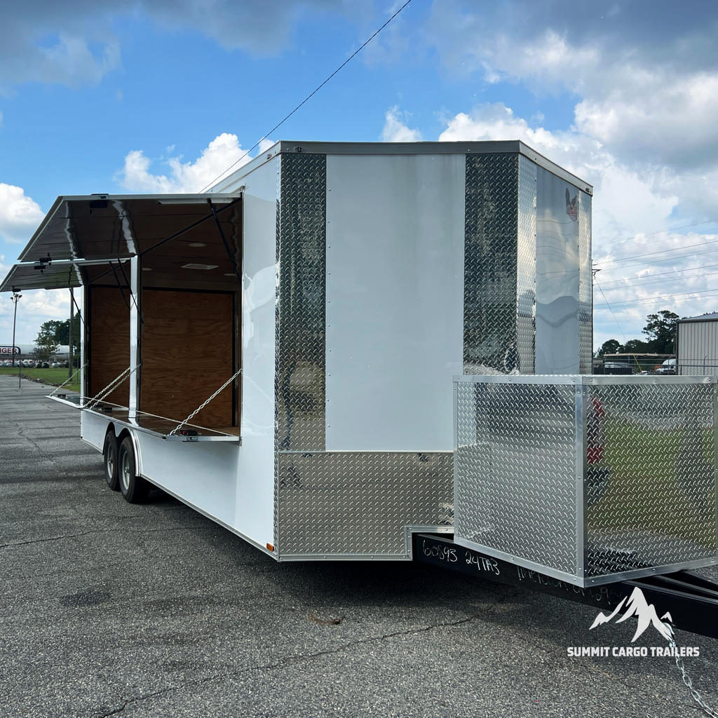8.5X24TA3 White Gullwing Vendor Trailer