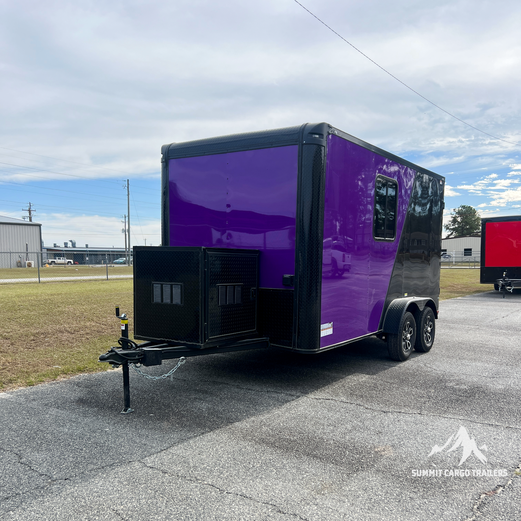 7X14TA Purple & Black Pet Grooming Trailer