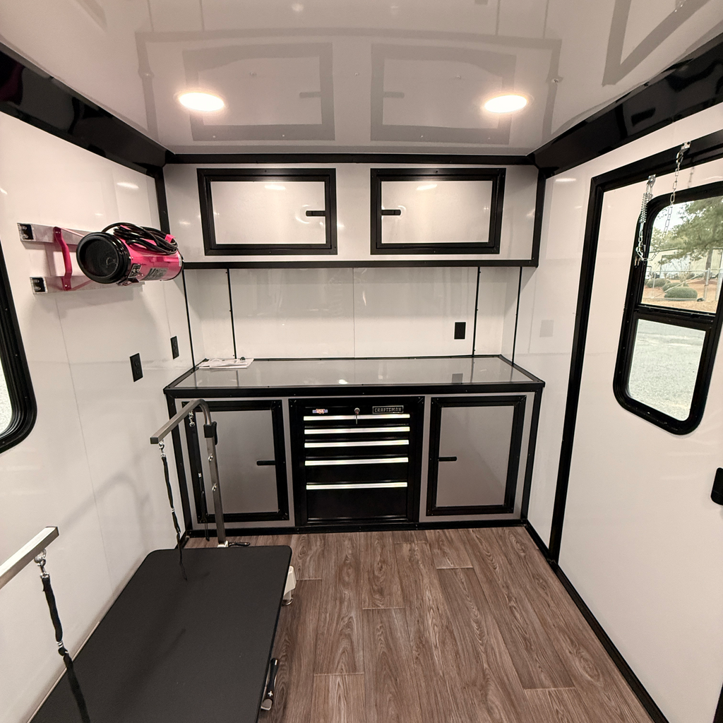 7X14TA Pink Pet Grooming Trailer