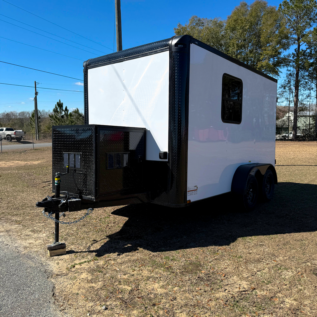 7X12TA White Dog Grooming Trailer