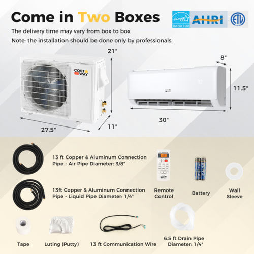 12K BTU Ductless Mini Split AC & Heat Pump