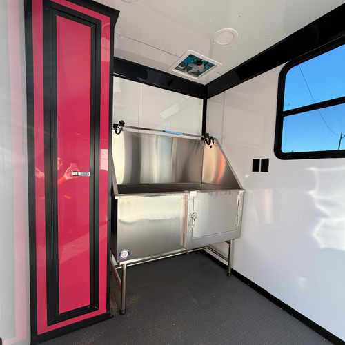 6X12TA Pink Dog Grooming Trailer