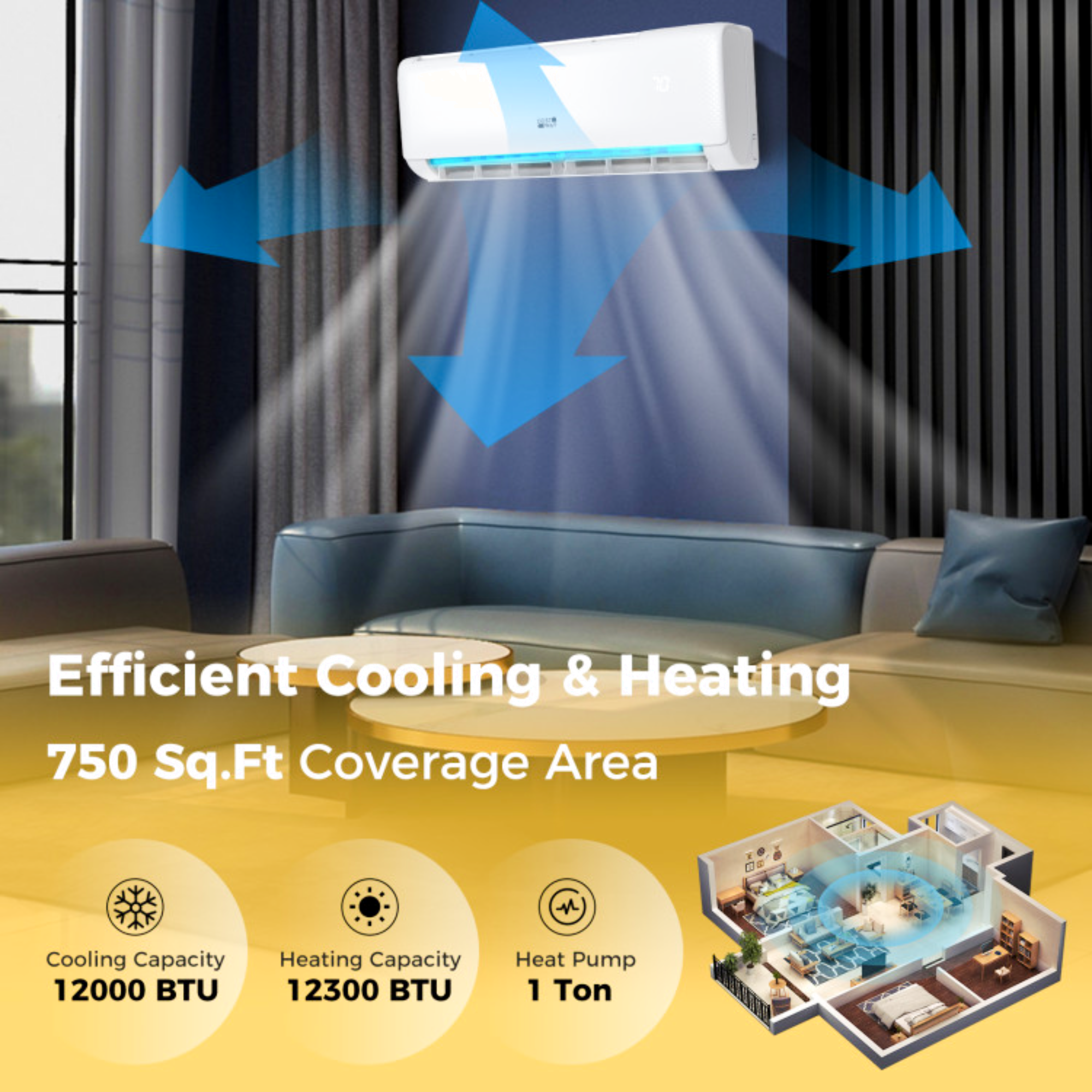 12K BTU Ductless Mini Split AC & Heat Pump