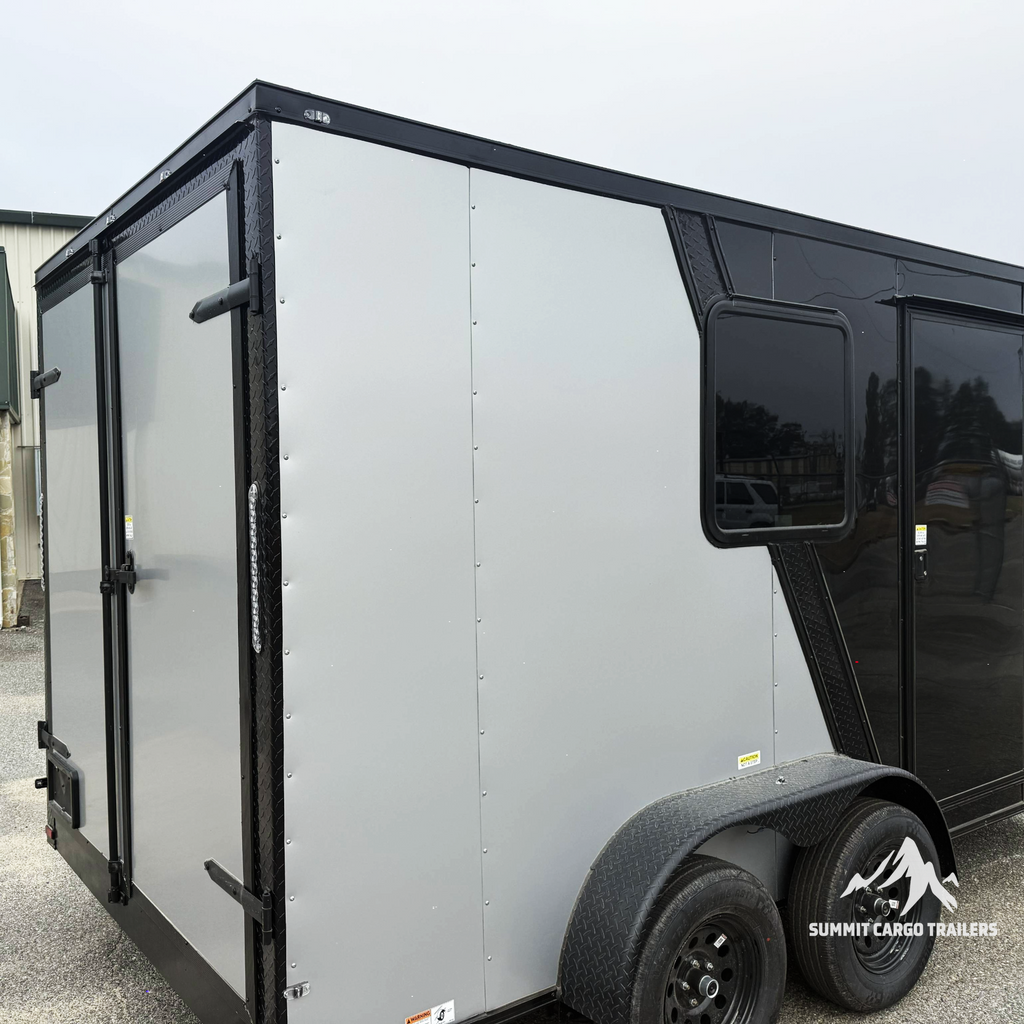 7X14TA Silver & Black Pet Grooming Trailer