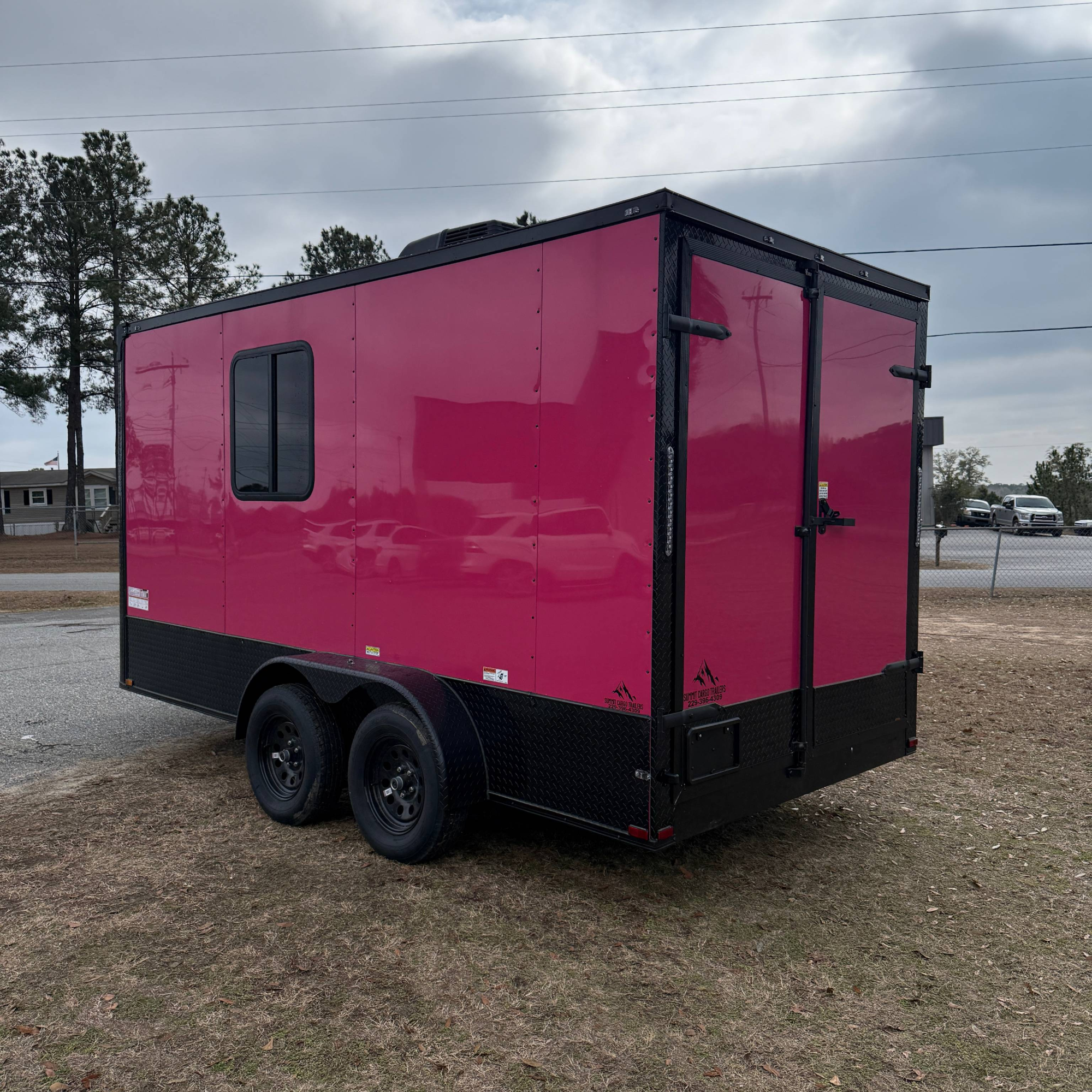 7X14TA Pink Pet Grooming Trailer