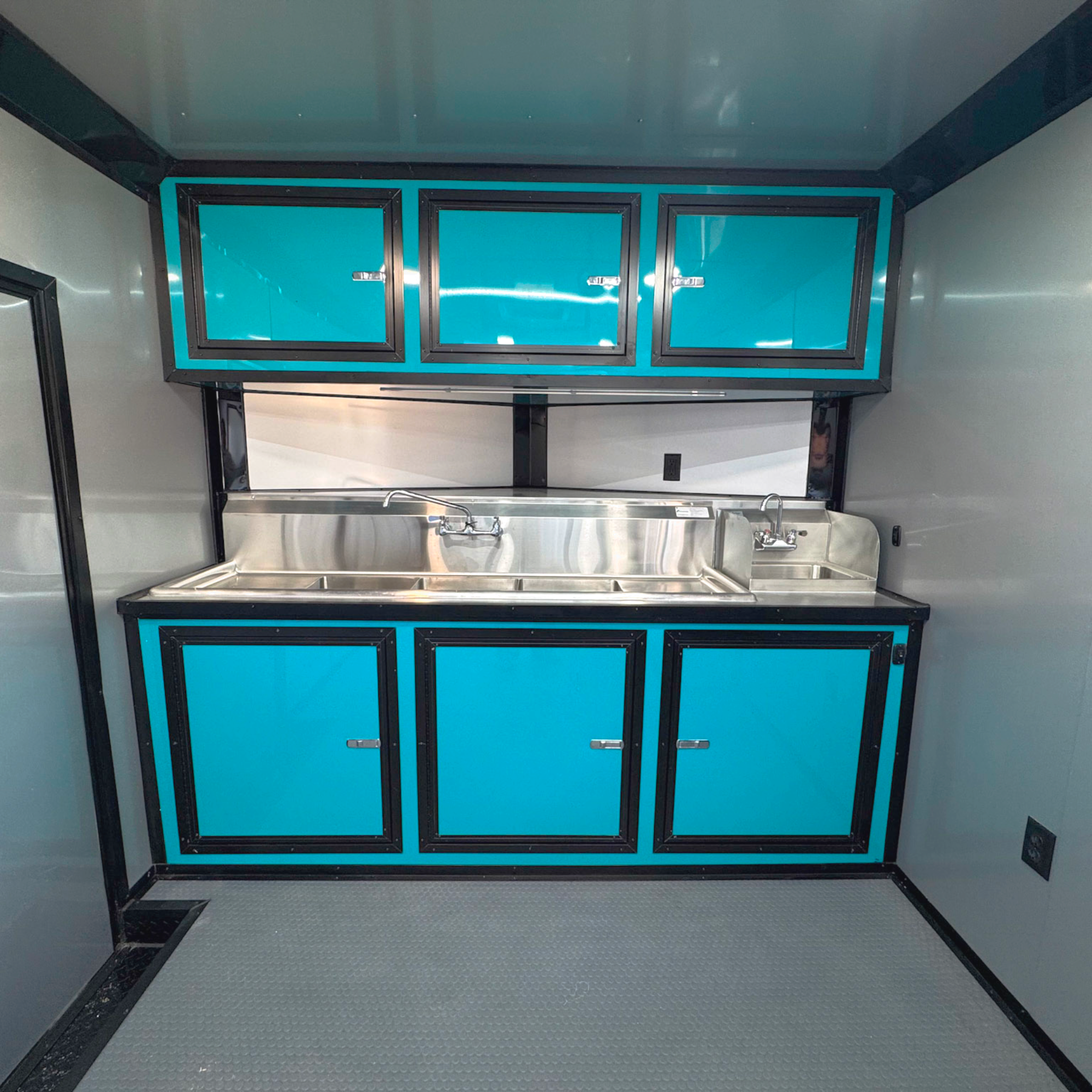 8.5X22TA3 Water Blue Concession Gullwing Porch Trailer