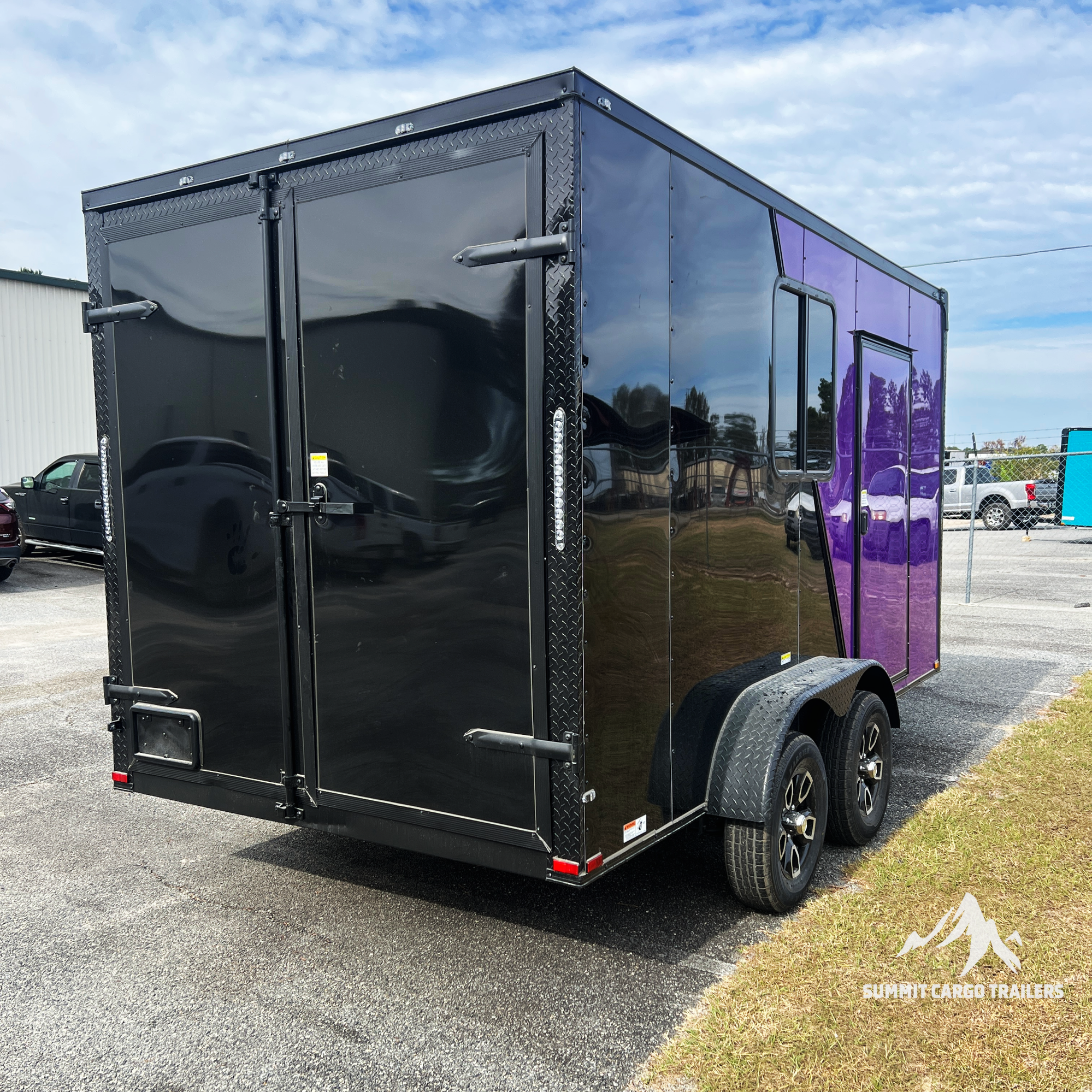 7X14TA Purple & Black Pet Grooming Trailer