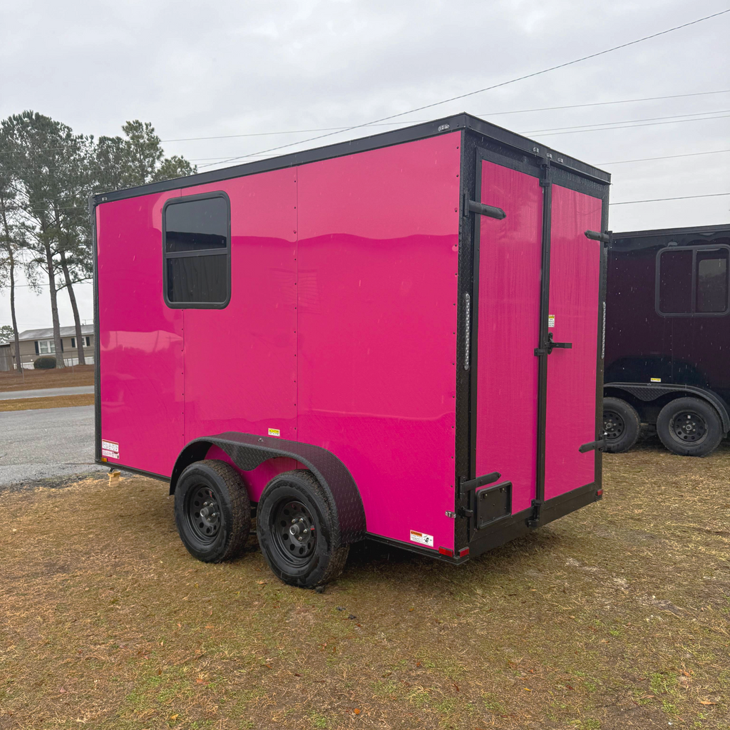6X12TA Pink Dog Grooming Trailer