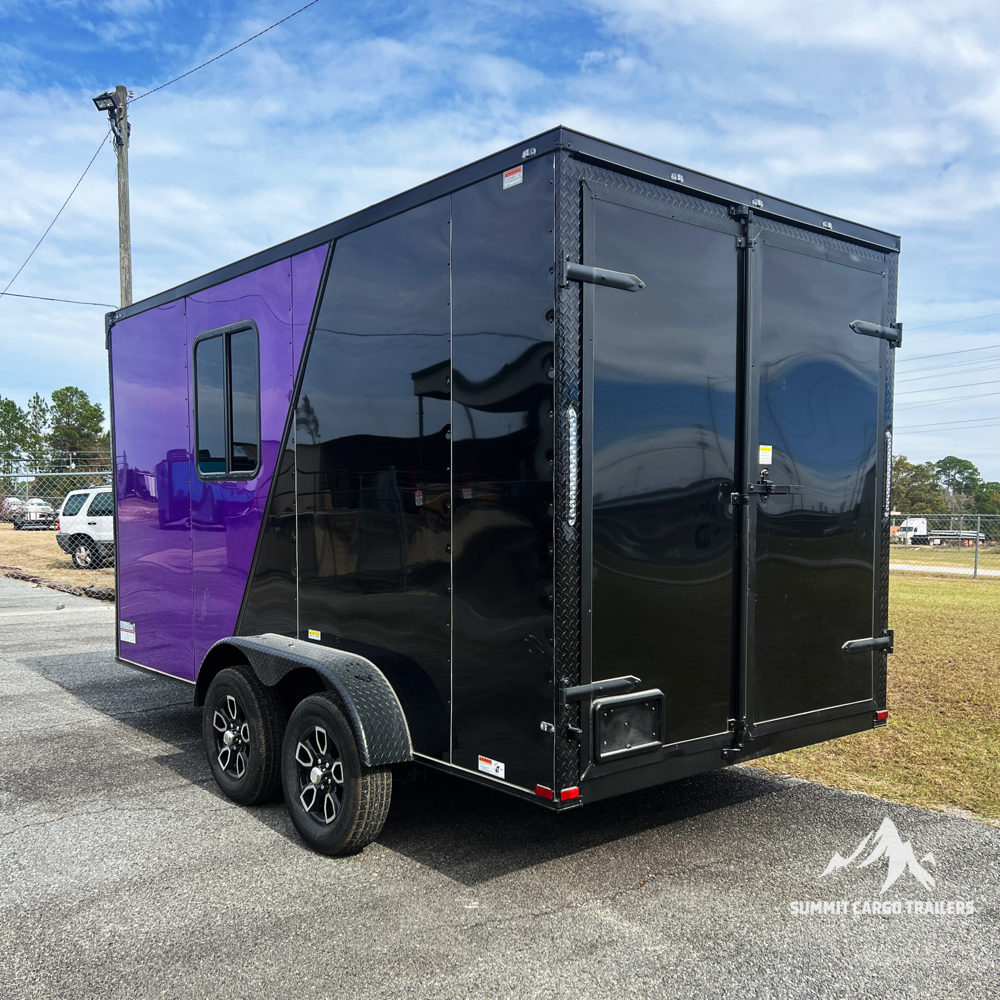 7X14TA Purple & Black Pet Grooming Trailer