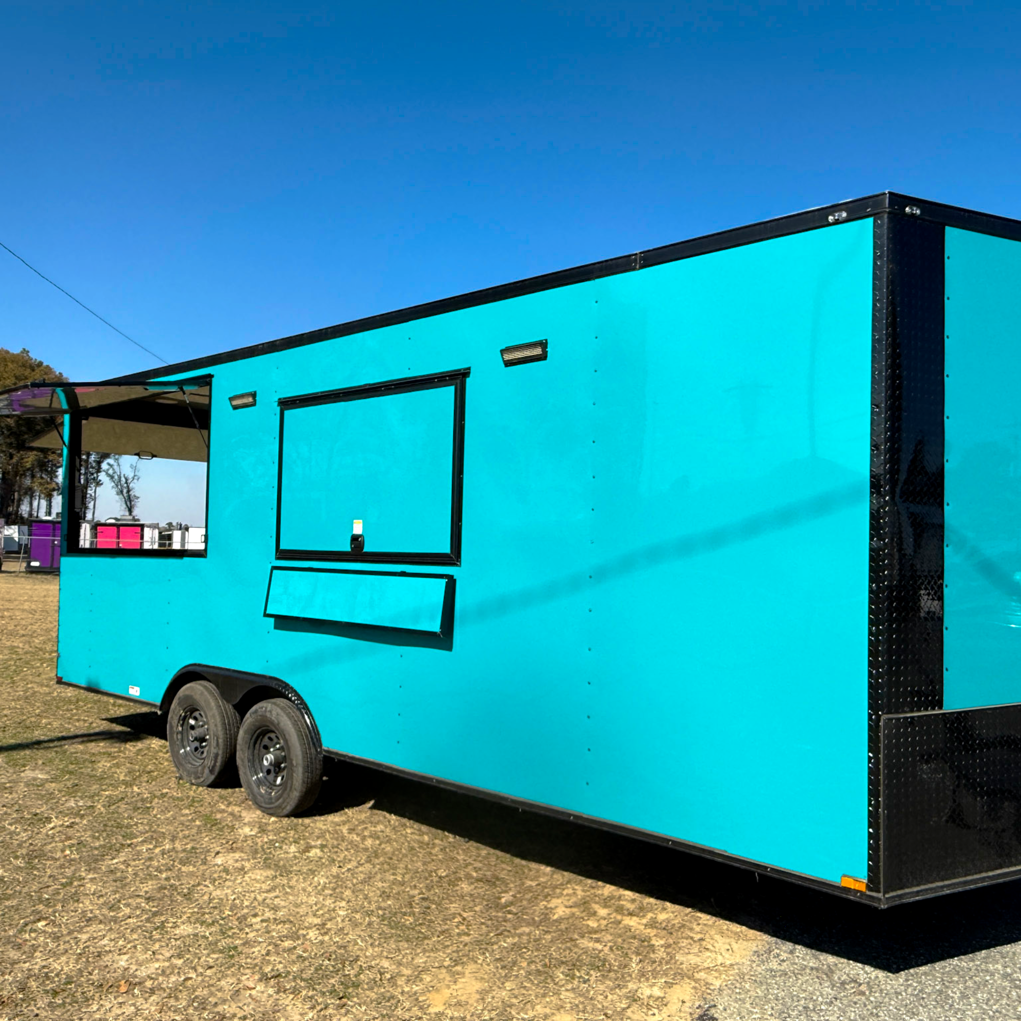 8.5X22TA3 Water Blue Concession Gullwing Porch Trailer