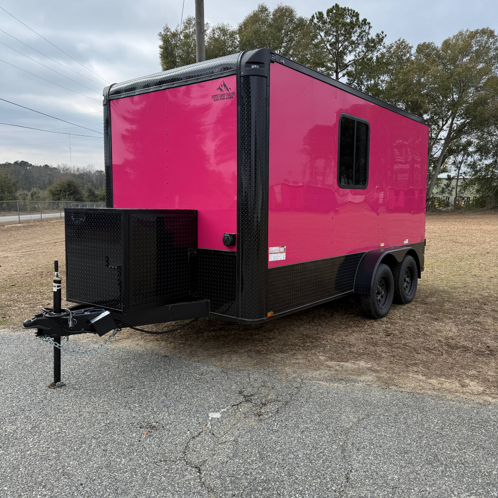 7X14TA Pink Pet Grooming Trailer