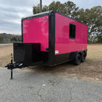 7X14TA Pink Pet Grooming Trailer