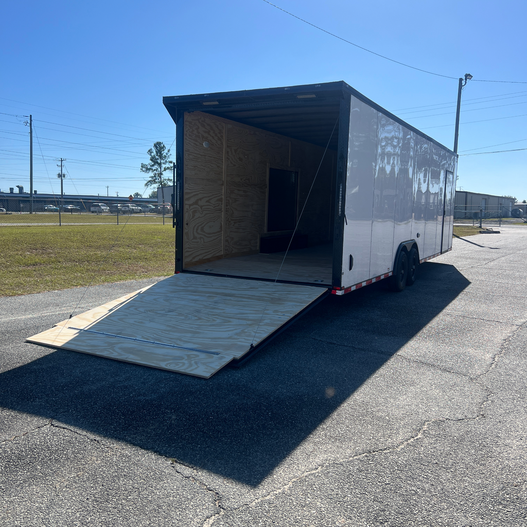 8.5X28TA3 White Standard Car Hauler Trailer