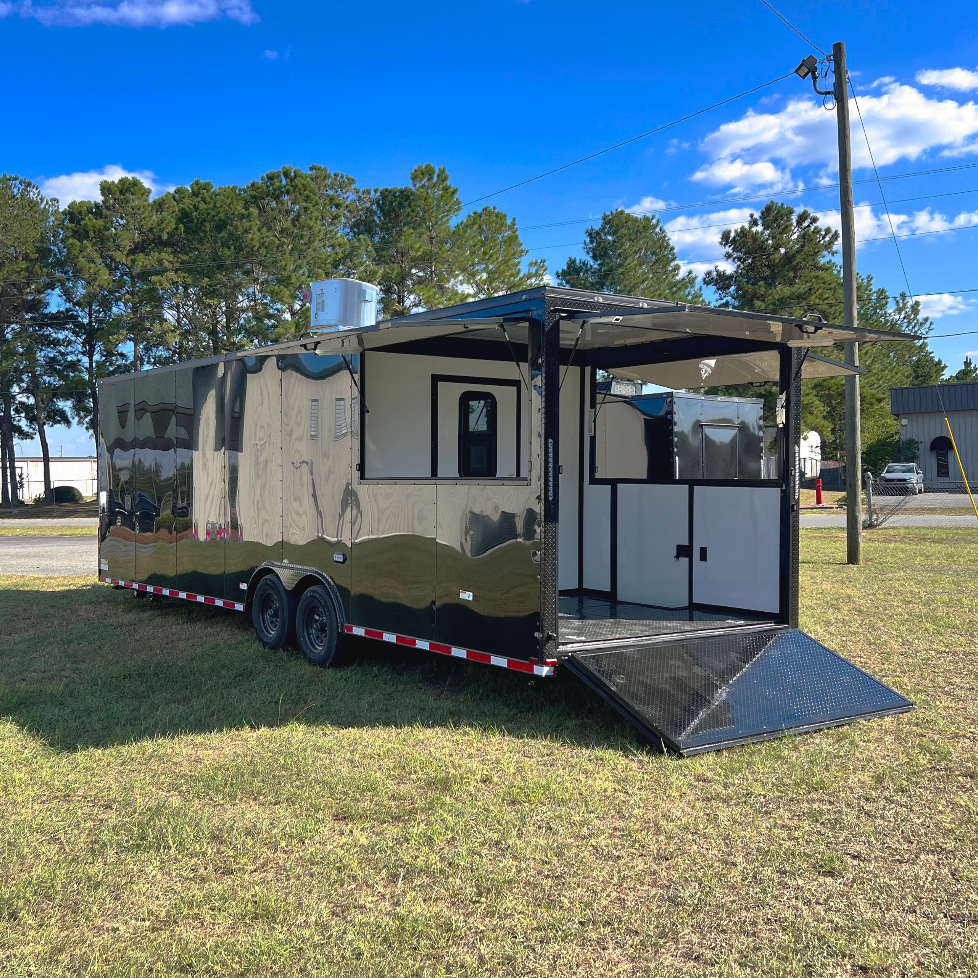 8.5X28TA3 Black Concession Gullwing Porch Trailer