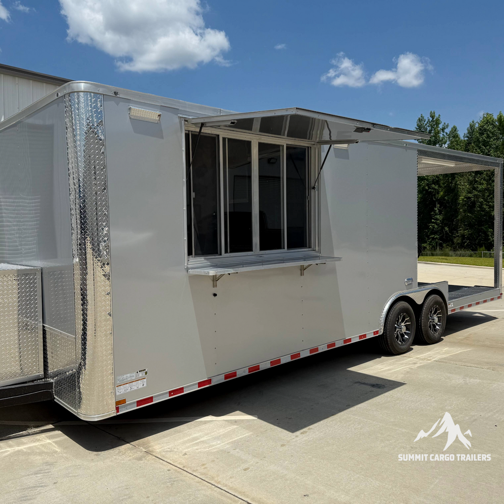 8.5X26TA3 Silver Concession Porch Trailer