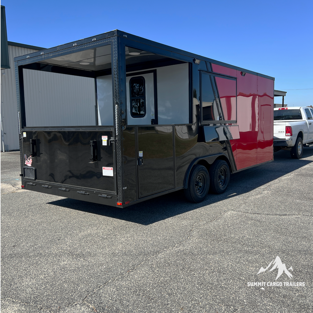 8.5X20TA3 Red & Black Concession Porch Trailer