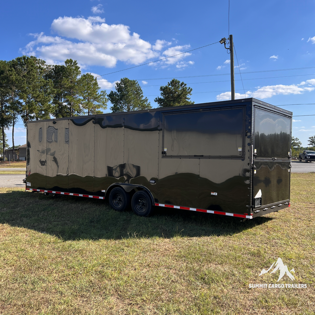 8.5X28TA Black Concession Gullwing Porch Trailer