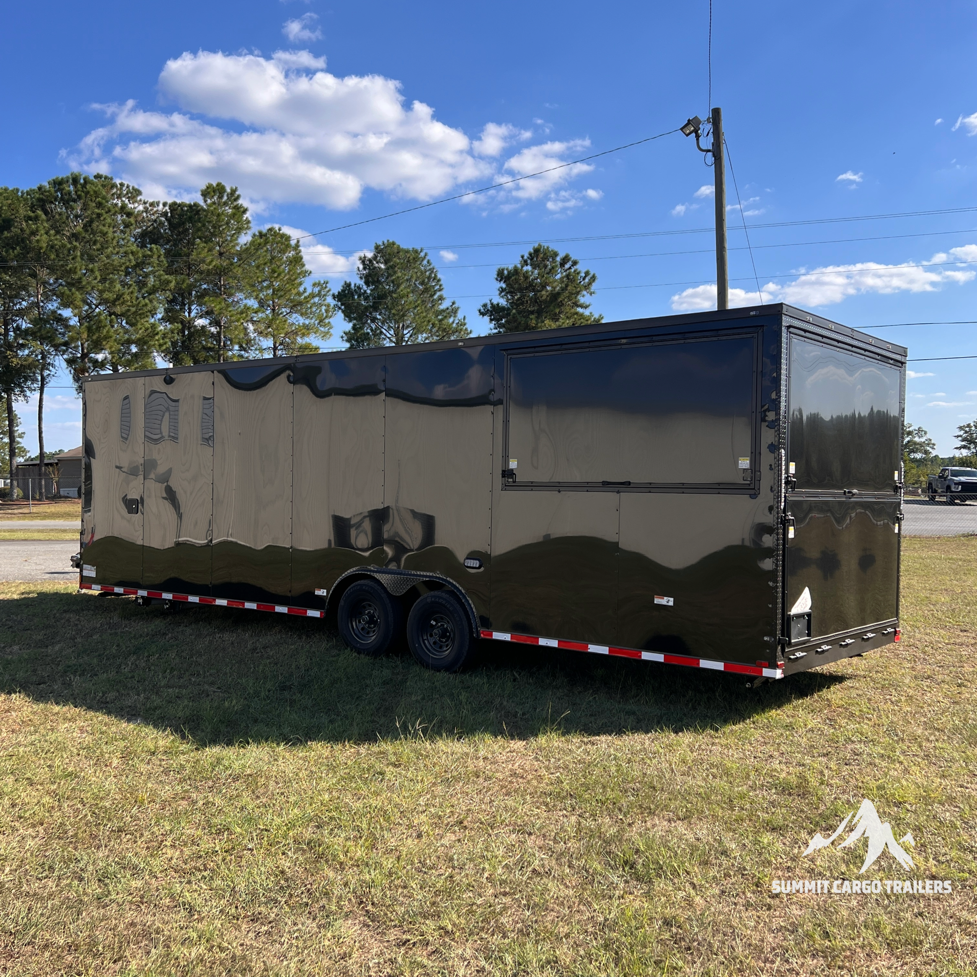 8.5X28TA Black Concession Gullwing Porch Trailer