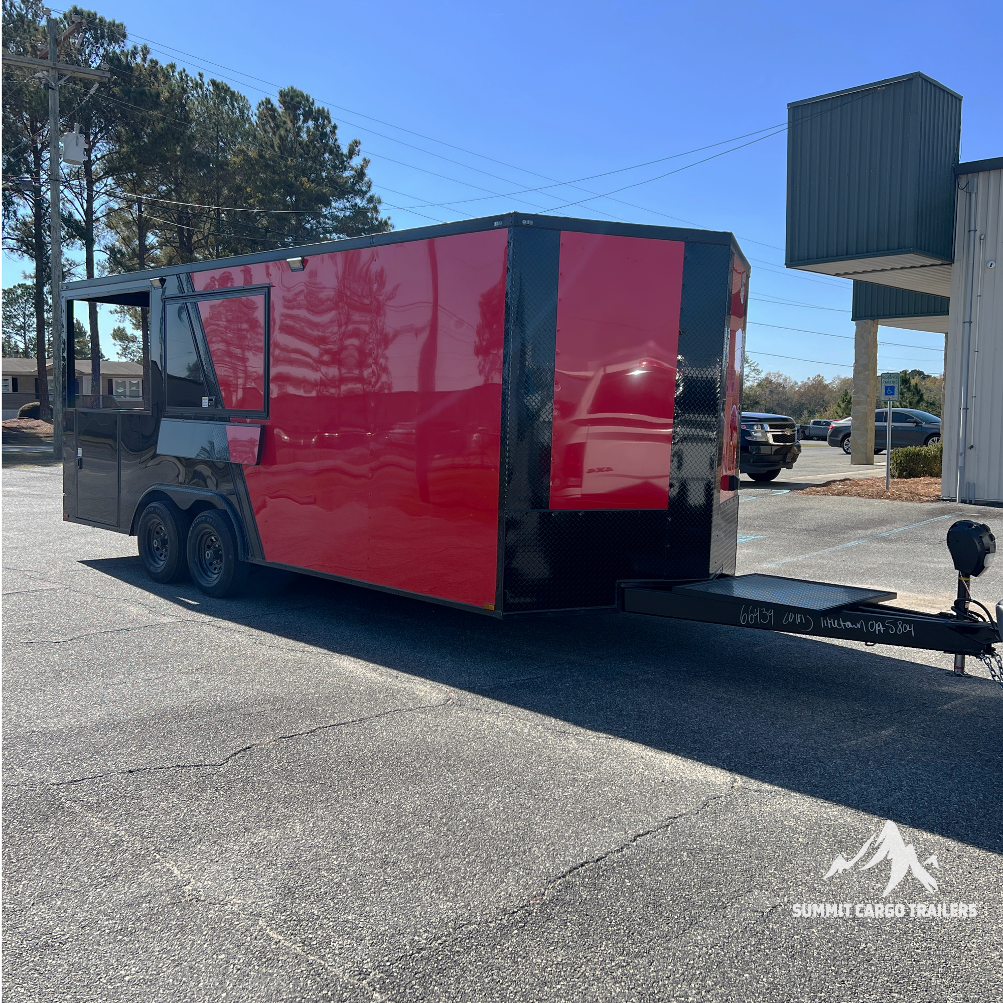 8.5X20TA3 Red & Black Concession Porch Trailer