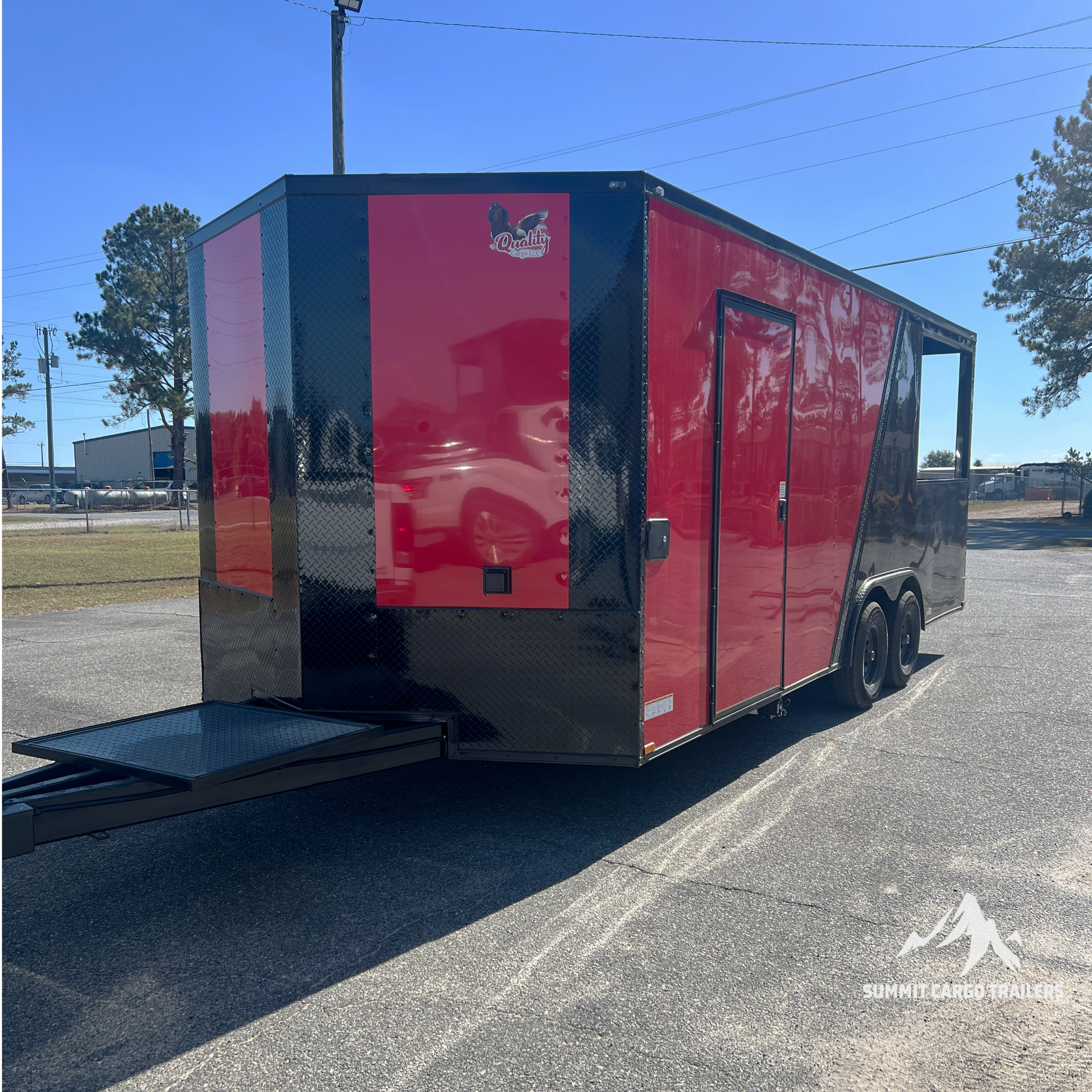 8.5X20TA3 Red & Black Concession Porch Trailer