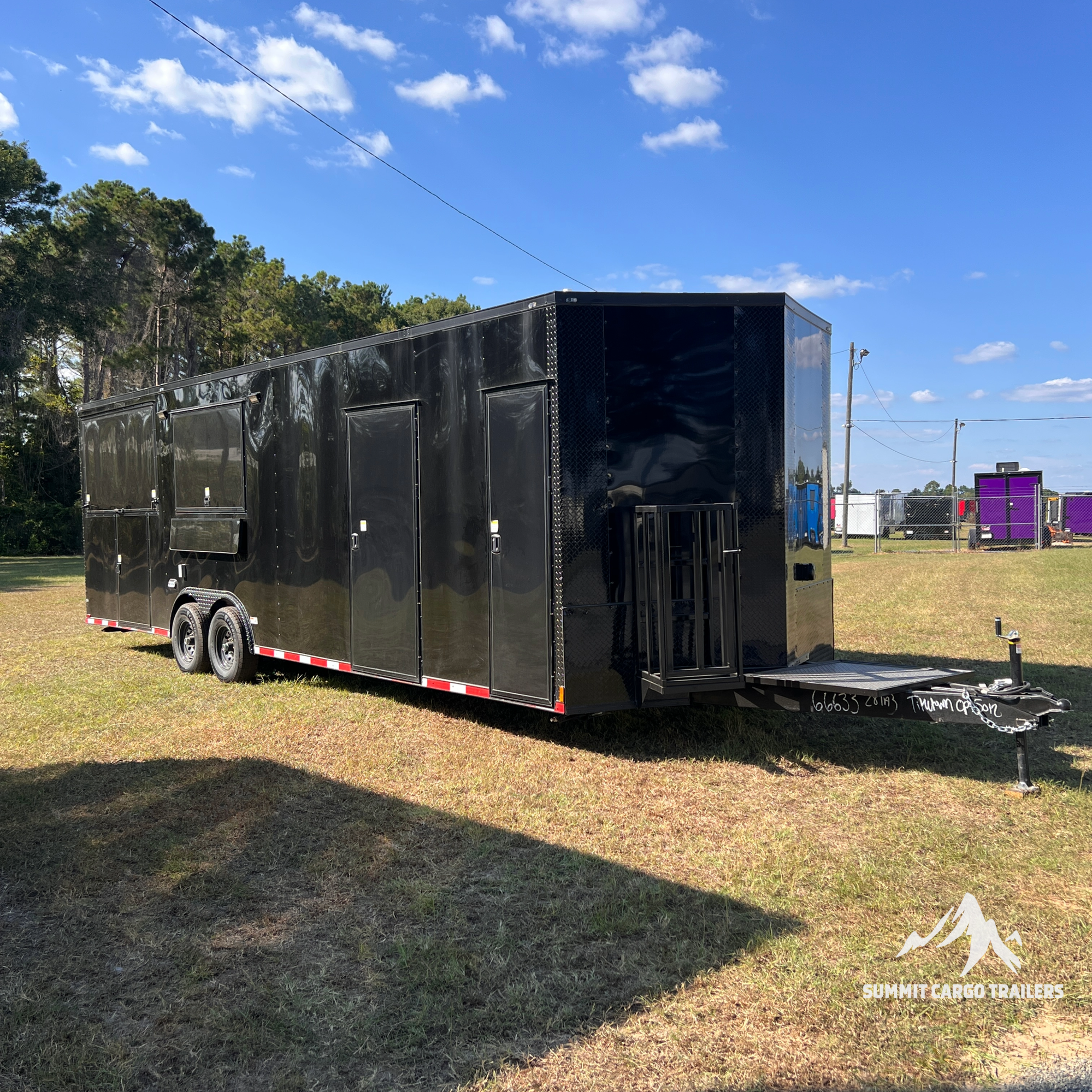 8.5X28TA Black Concession Gullwing Porch Trailer