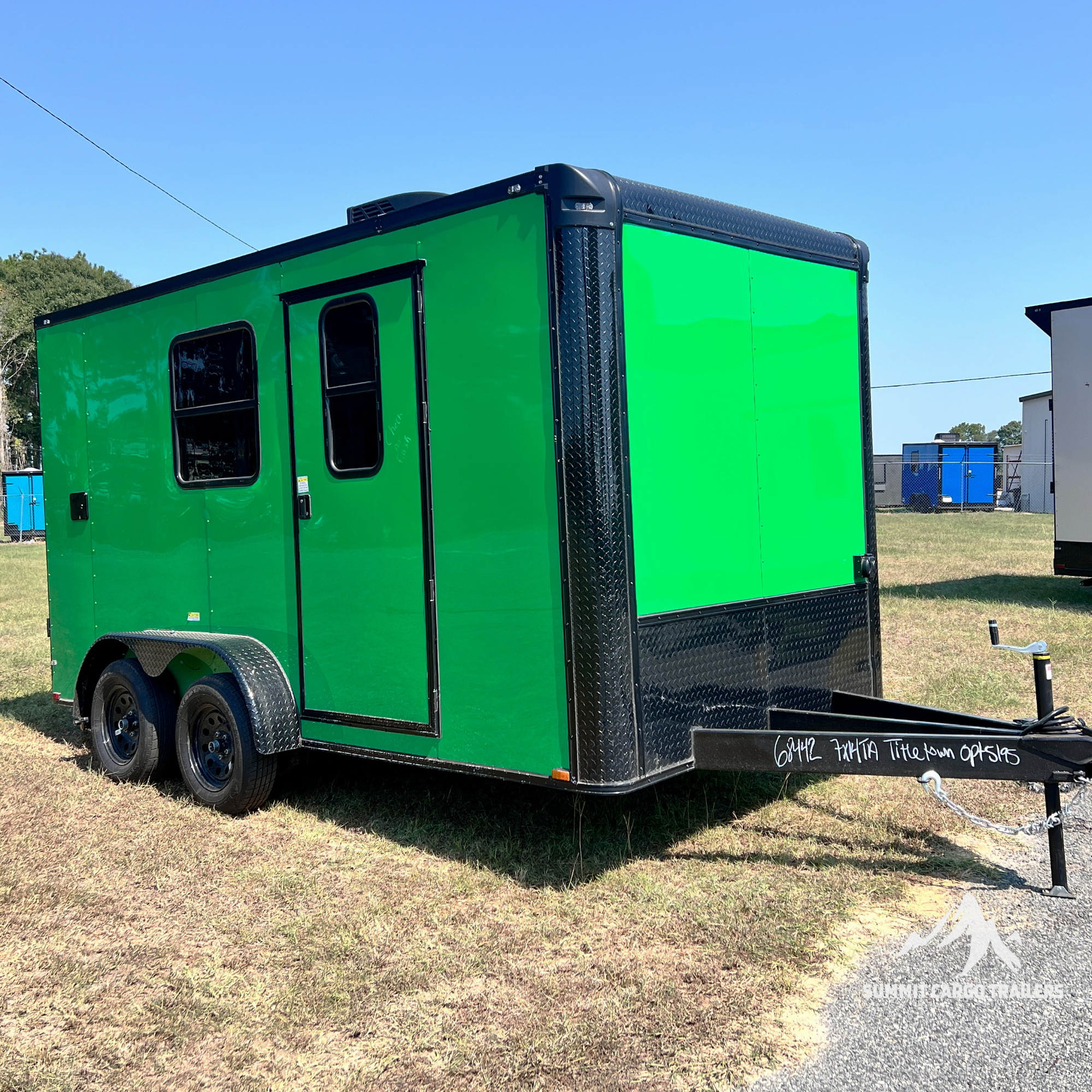 7X14TA Lime Green Pet Grooming Trailer