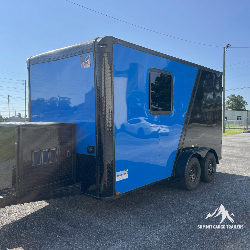 7X14TA Blue & Black Dog Grooming Trailer