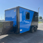 7X14TA Blue & Black Dog Grooming Trailer