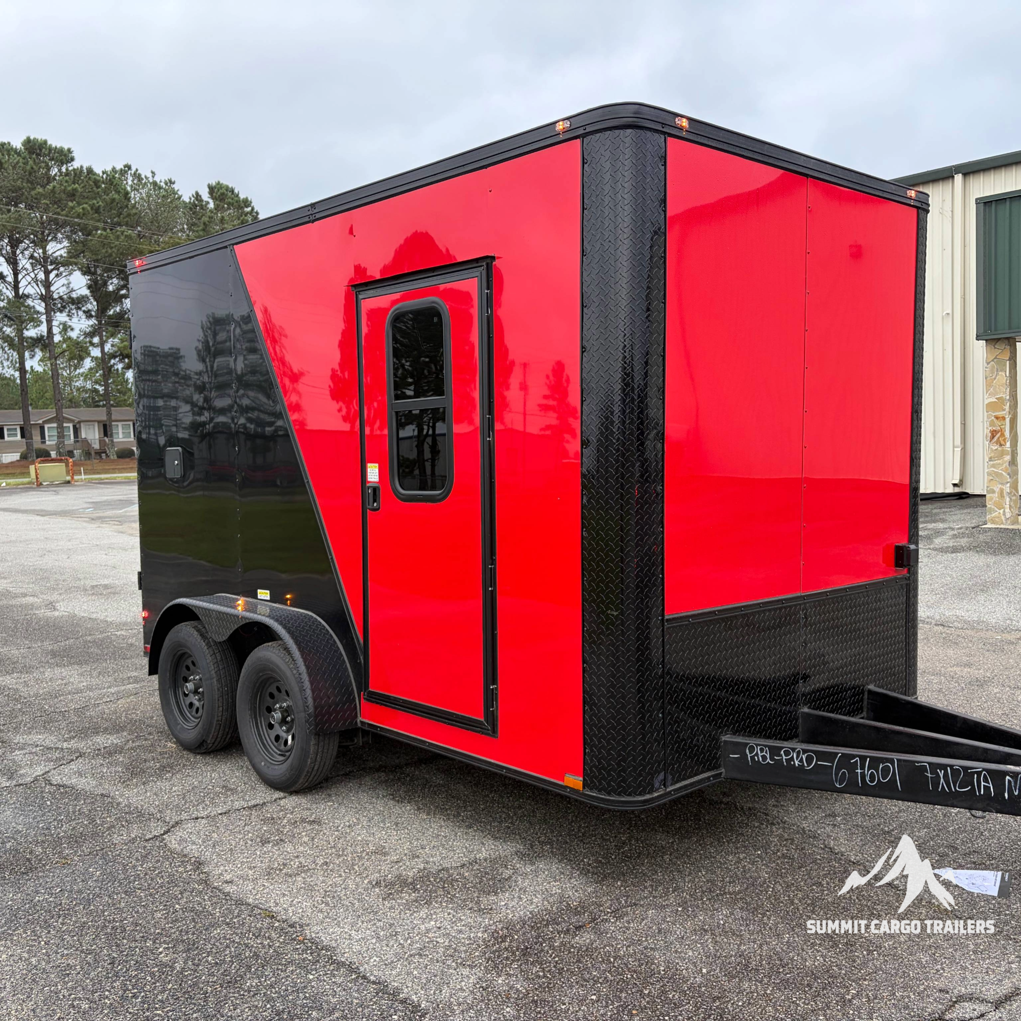 7X12TA Red & Black Pet Grooming Trailer
