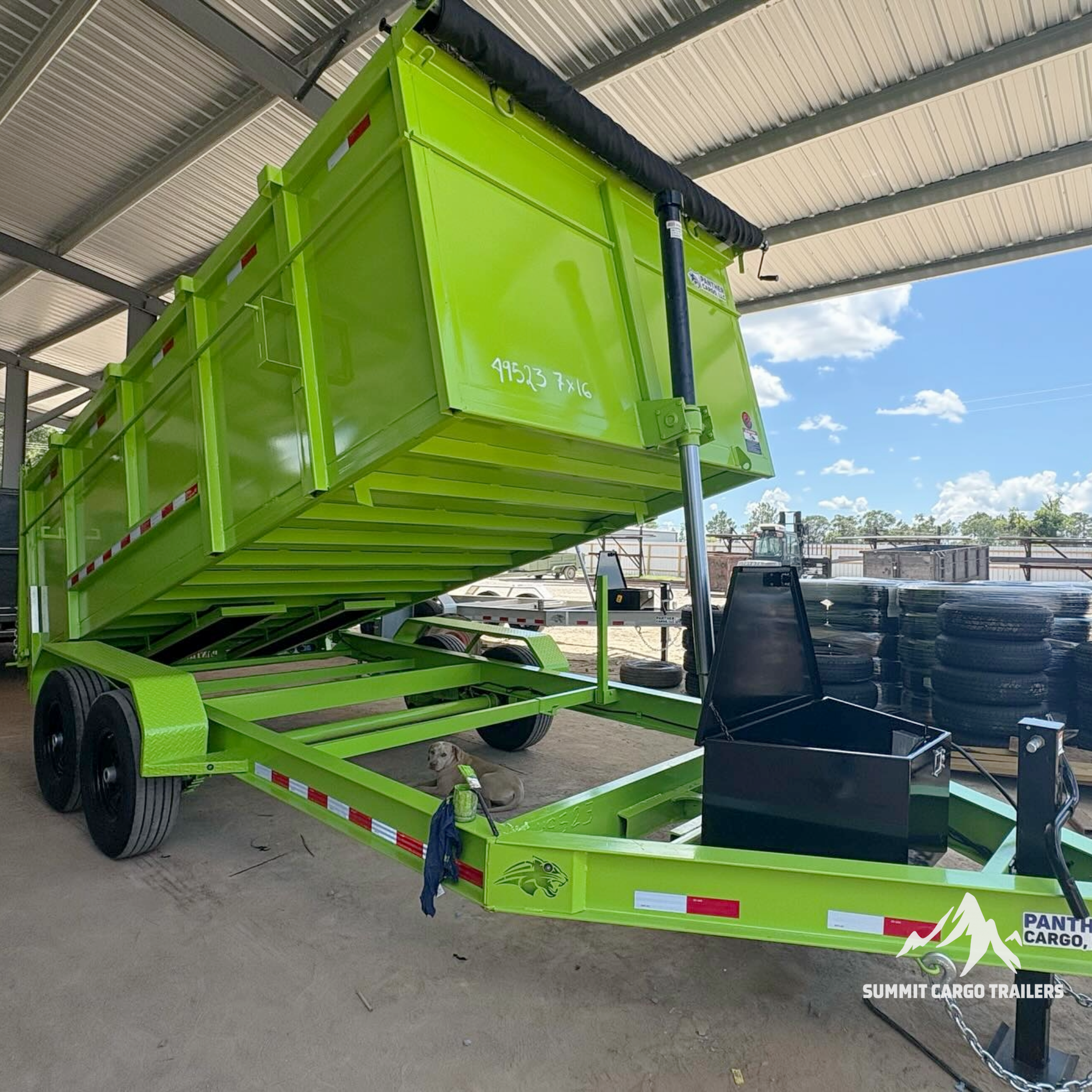 7X16TA Lime Green Dump Trailer